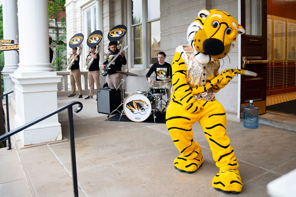 Truman Tiger and Mini Mizzou at the Kickoff event