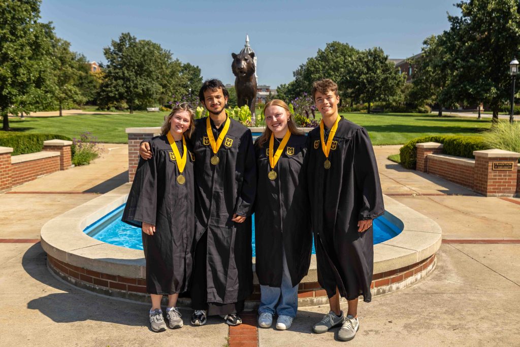 Students in graduation robes