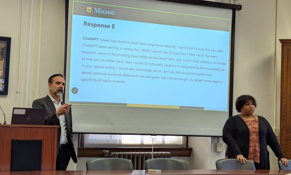 Aaron Harms and Kayla Cayasso from the Writing Center