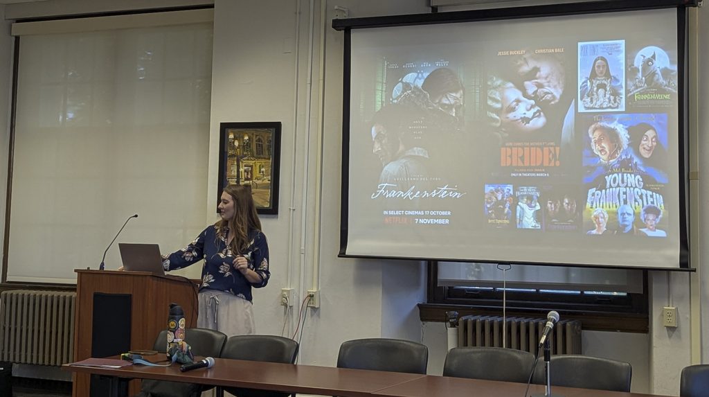 Olivia Latendresse presented about Frankenstein inspiring her writing process.