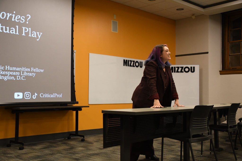 Emily taking questions from the audience. 